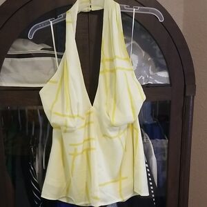 Banana Republic Yellow Patterned Halter Top